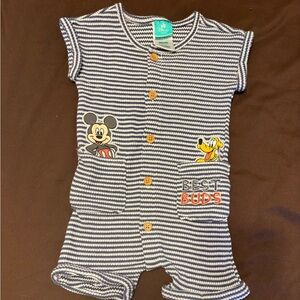 Disney Mickey and Pluto Striped Bodysuit - Navy and White